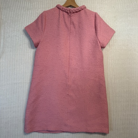 Tuckernuck Pink Tweed Short Sleeve Braided Neck Jackie Shift Dress Sz L $298 - Picture 3 of 13